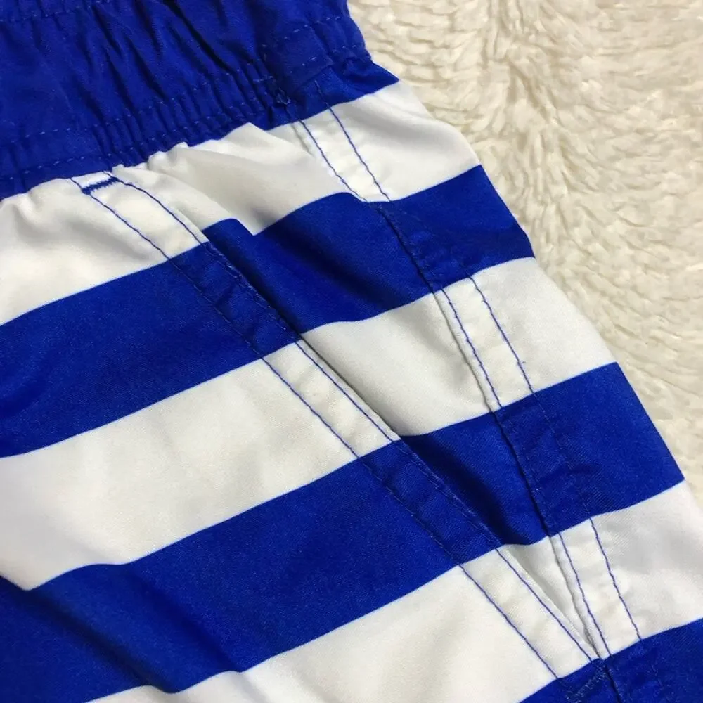 Cat & Jack blue yellow white shark rash guard swim trunk set size Large 10-12